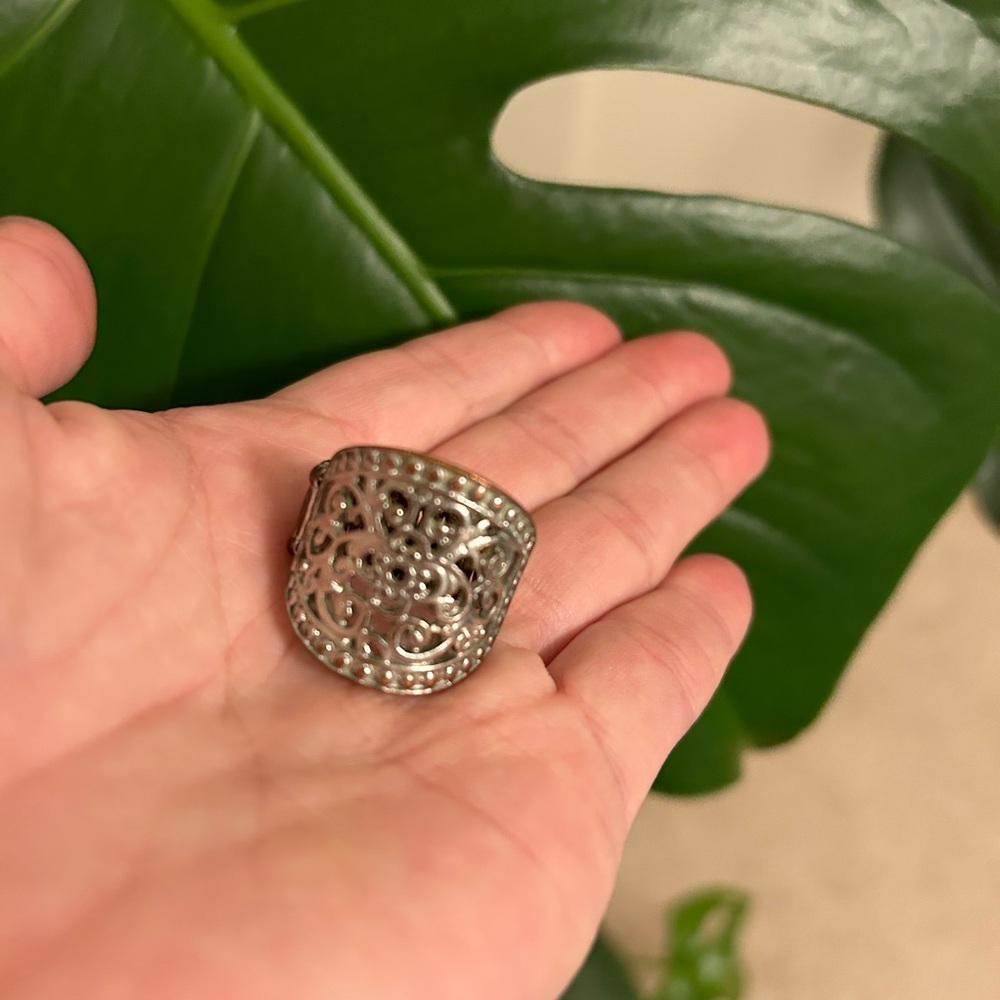 🌀 Aztec stretch‎ silver ring - Picture 4 of 12